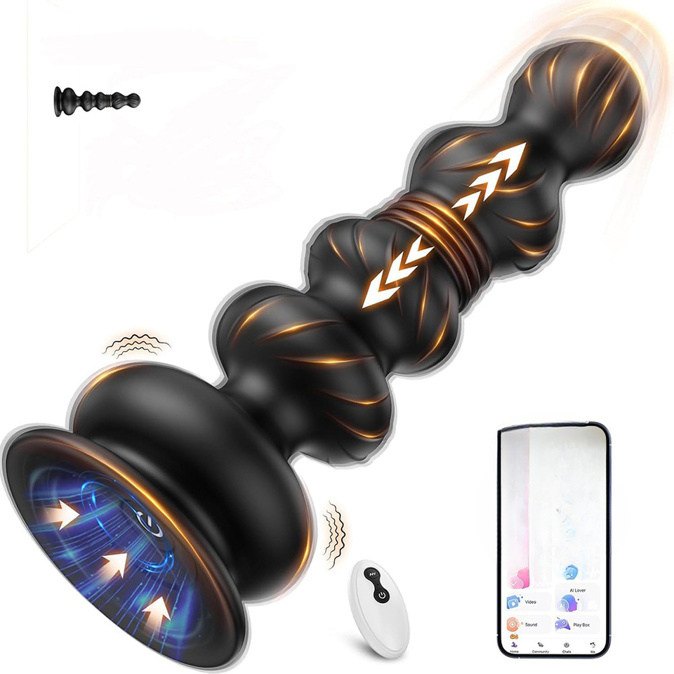 Remote Control Toys - App+remote Control Vibrator Thrusting Anal Beads
