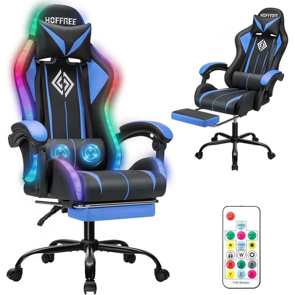 Video Games - LED Gaming Chair with Massage RGB
