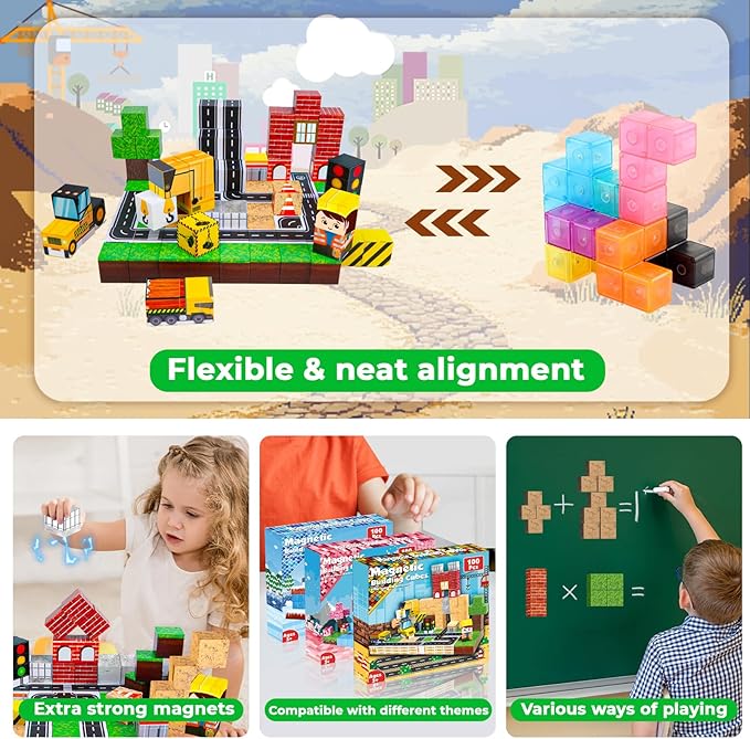 100PCS Magnetic Blocks, Magnet - Magnetic Building Tiles Set 100Pcs ulasan dan harga