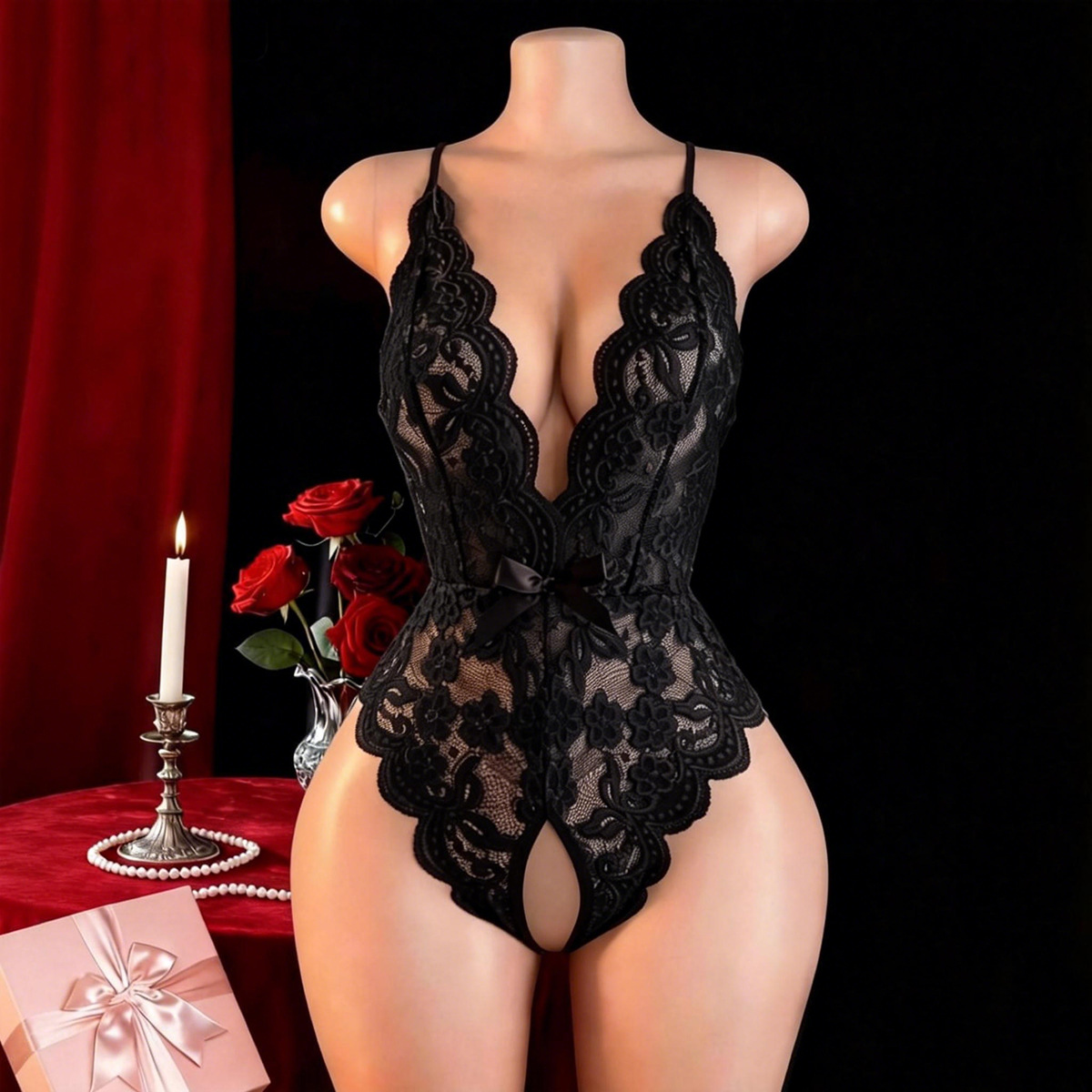 Hot Crotchless Sexy Lingerie F - Dolls ulasan dan harga