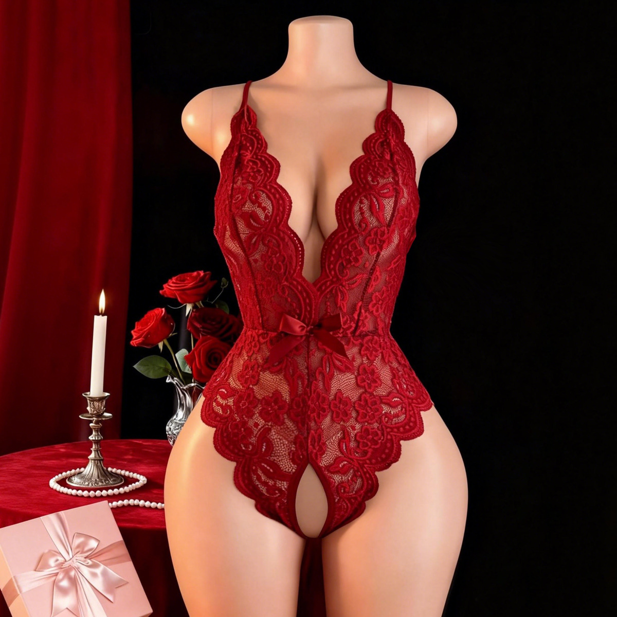 Hot Crotchless Sexy Lingerie F - Dolls ulasan dan harga
