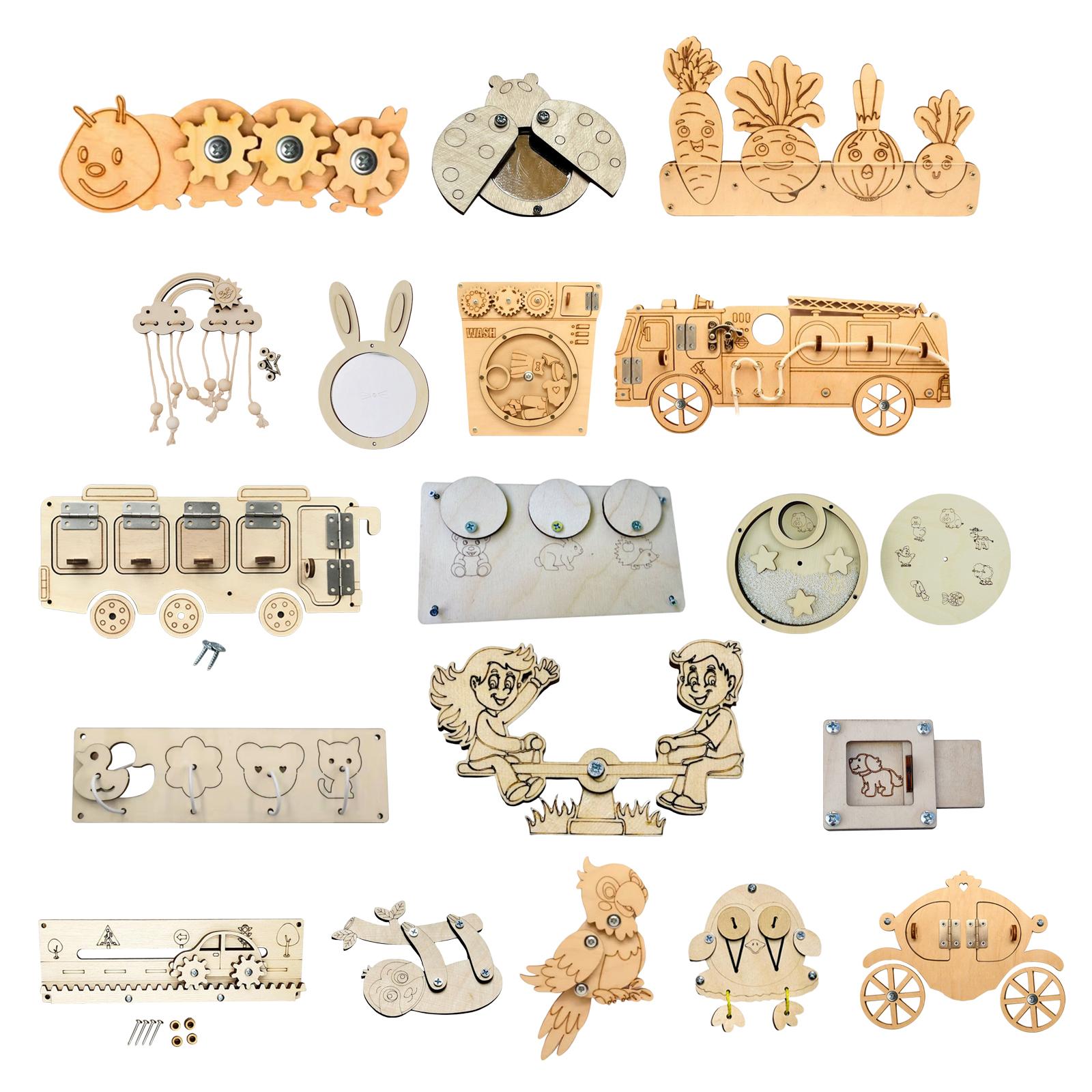 Wooden Busy Board Parts Montes - Montessori Wooden Busy Board Toddler ulasan dan harga