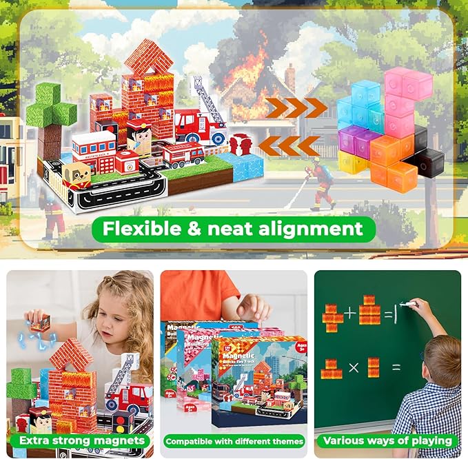 Magnetic Blocks 100 PCS Build  - Magnetic Building Tiles Set 100Pcs ulasan dan harga