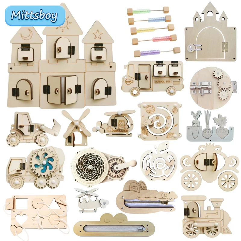 Montessori Busy Board DIY Wood - Montessori Wooden Busy Board Toddler ulasan dan harga